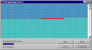 finestra di deframmentazione di windows 95/98/Me first Edition.